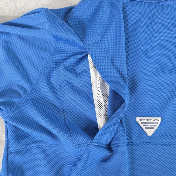 Columbia Polo Shirt Mens Large PFG Perfect Cast Blue Vented Omni-Shade XM6930 - Picture 6 of 15